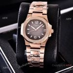 Copy Patek Philippe Nautilus Women's Rose Gold and Diamond 33mm watch